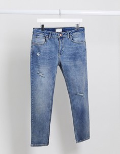 Джинсы скинни до щиколотки с потертостями ASOS DESIGN-Синий