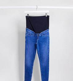 Ярко-синие джинсы скинни с посадкой над животом River Island Maternity-Синий