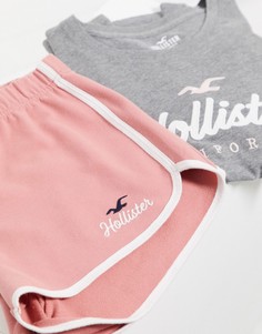 Розовые трикотажные шорты с логотипом Hollister-Розовый