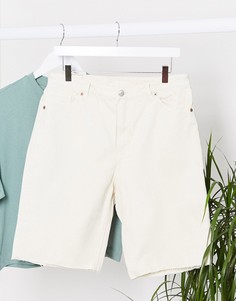 Светлые прямые джинсовые шорты из органического хлопка с необработанным краем Monki-Белый