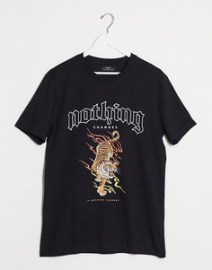 Черная футболка с принтом тигра Bershka-Черный