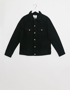 Черная джинсовая куртка Bershka-Черный