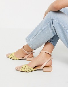Желто-бежевые балетки с ремешком на пятке ASOS DESIGN-Мульти