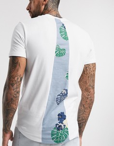Белая футболка с асимметричным подолом и принтом на спине Jack & Jones Originals-Белый