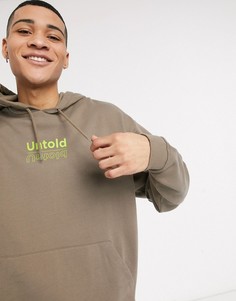 Oversize-худи бежевого цвета с принтом ASOS DESIGN-Бежевый