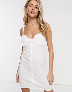 Белый сарафан на пуговицах с чашечками ASOS DESIGN