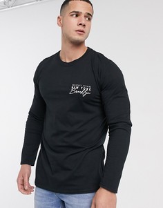Черный лонгслив с принтом "New York" New Look