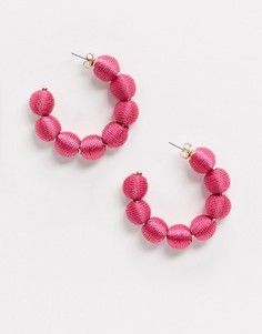 Серьги-кольца с розовыми шариками Monki-Розовый