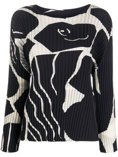 Issey Miyake плиссированная блузка с графичным узором