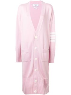 Thom Browne кардиган с глубоким V-образным вырезом и 4 полосками на рукаве