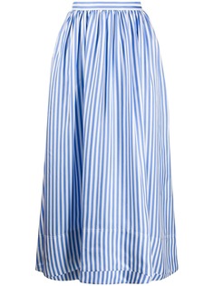 Jil Sander юбка миди А-силуэта в тонкую полоску со сборками