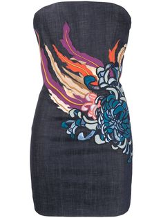 Dsquared2 джинсовое платье мини с цветочным принтом