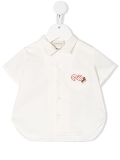 Gucci Kids рубашка с вышивкой GG