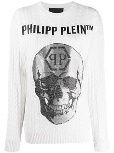 Philipp Plein джемпер с декором Skull и стразами