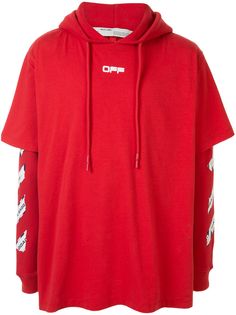 Off-White худи с двойными рукавами и принтом