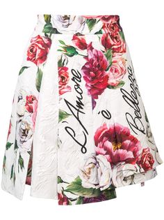 Dolce & Gabbana парчовая юбка с принтом пионов