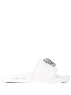 Philipp Plein шлепанцы с декором Skull из кристаллов