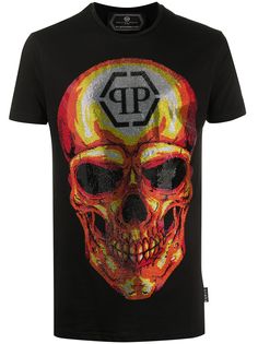 Philipp Plein футболка с декорированным принтом Skull