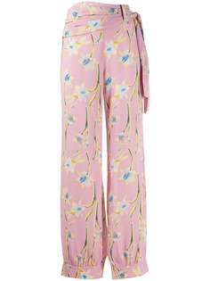 Pinko брюки с завышенной талией и цветочным принтом