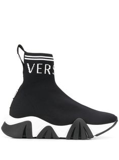 Versace кроссовки-носки с логотипом