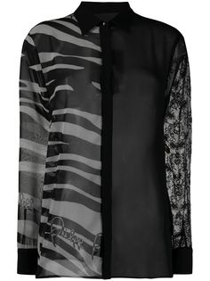 Philipp Plein полупрозрачная блузка с зебровым принтом