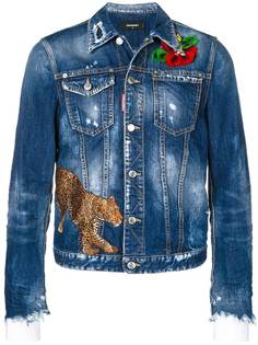 Dsquared2 джинсовая куртка с вышивкой и эффектом потертости