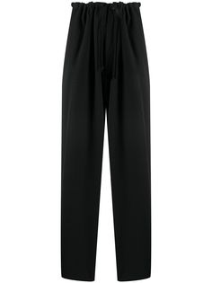Yohji Yamamoto брюки с завышенной талией и складками