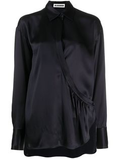 Jil Sander блузка асимметричного кроя с запахом