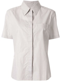 Chanel Pre-Owned рубашка в полоску с короткими рукавами и логотипом CC