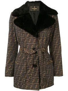 Fendi Pre-Owned куртка с воротником из искусственного меха