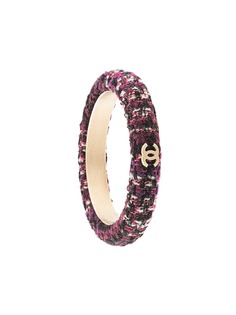Chanel Pre-Owned твидовый браслет-бэнгл с логотипом CC