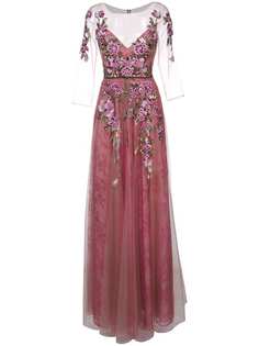 Marchesa Notte вечернее платье с цветочной вышивкой