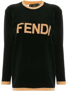 Fendi Pre-Owned фактурный джемпер с логотипом