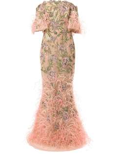 Marchesa декорированное вечернее платье из тюля