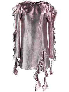 Ellery платье с оборками и эффектом металлик