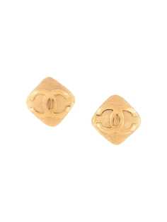 Chanel Pre-Owned серьги-клипсы Rhombus с логотипом CC