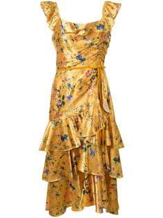Marchesa Notte платье с цветочным принтом и оборками