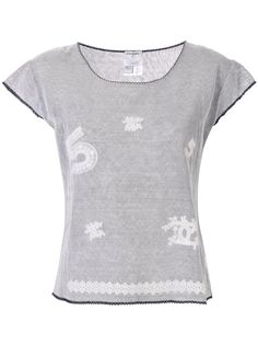 Chanel Pre-Owned многослойная футболка с кружевом