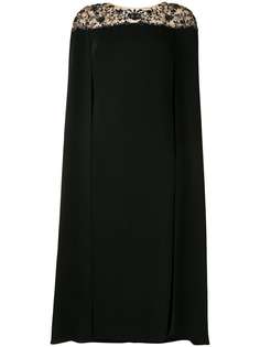 Marchesa Notte платье с кейпом и вышивкой