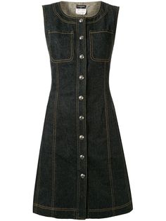 Chanel Pre-Owned джинсовое платье 1997-го года с декоративной строчкой