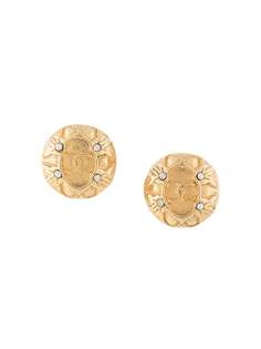 Chanel Pre-Owned серьги со стразами и логотипом CC