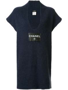 Chanel Pre-Owned трикотажное платье с нашивкой-логотипом