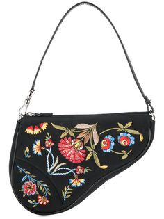 Christian Dior сумка-седло с цветочной вышивкой