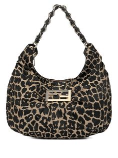 Fendi Pre-Owned маленькая сумка хобо с леопардовым принтом