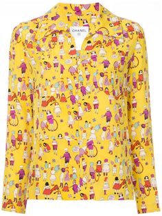 Chanel Pre-Owned топ с принтом с длинными рукавами