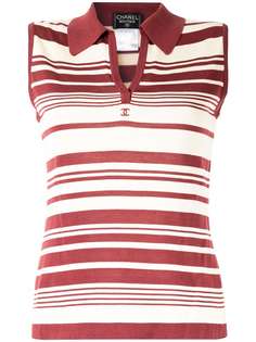 Chanel Pre-Owned топ в полоску без рукавов с логотипом