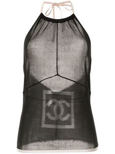 Chanel Pre-Owned топ на бретелях с вырезом халтер и логотипом CC