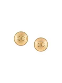 Chanel Pre-Owned серьги-клипсы с логотипом CC