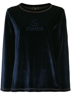 Fendi Pre-Owned велюровый свитер с логотипом