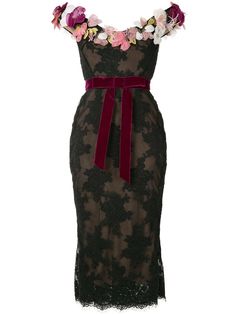 Marchesa кружевное платье миди